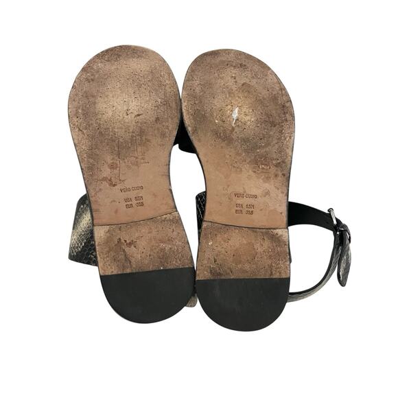 Vince Mailin Snake Embossed Ankle Wrap Flat leather Sandal Sz 6.5 Statement Chic - Picture 10 of 11